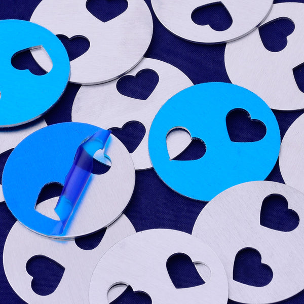 20pcs about 1 1/4" tibetara® aluminum double love herat hole Stamping supplies Metal Blank Fantastic Shine 18 Gauges