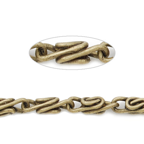 8.4MM*2.8MM Brass Antique Brozen Plated Twist Chain,Handmade,Sold 25 Meters Per Roll