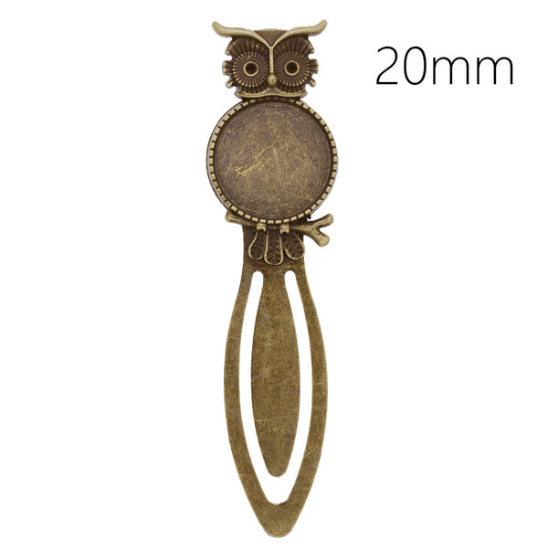 High Quality Vintage Antiqued Bronze Owl Bookmark with 20mm Round Bezel,length:87mm,10pcs/lot