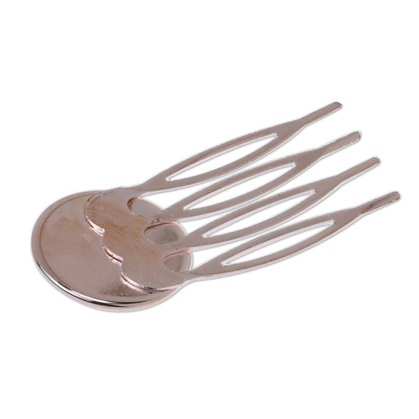 Comb Hair Clips Findings 20mm Round Bezel Setting,Bridal Supplies 4 Teeth Hair Comb ,Diy Hair Accessories,Rose Gold