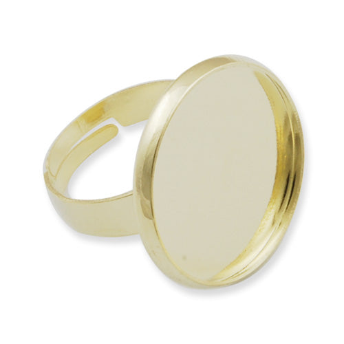 Adjustable Ring Blank Base Setting Pendants With 20MM Round Pad,14K Gold-Plated Brass,Lead Free And Nickel Free,Sold 20PCS Per Lot