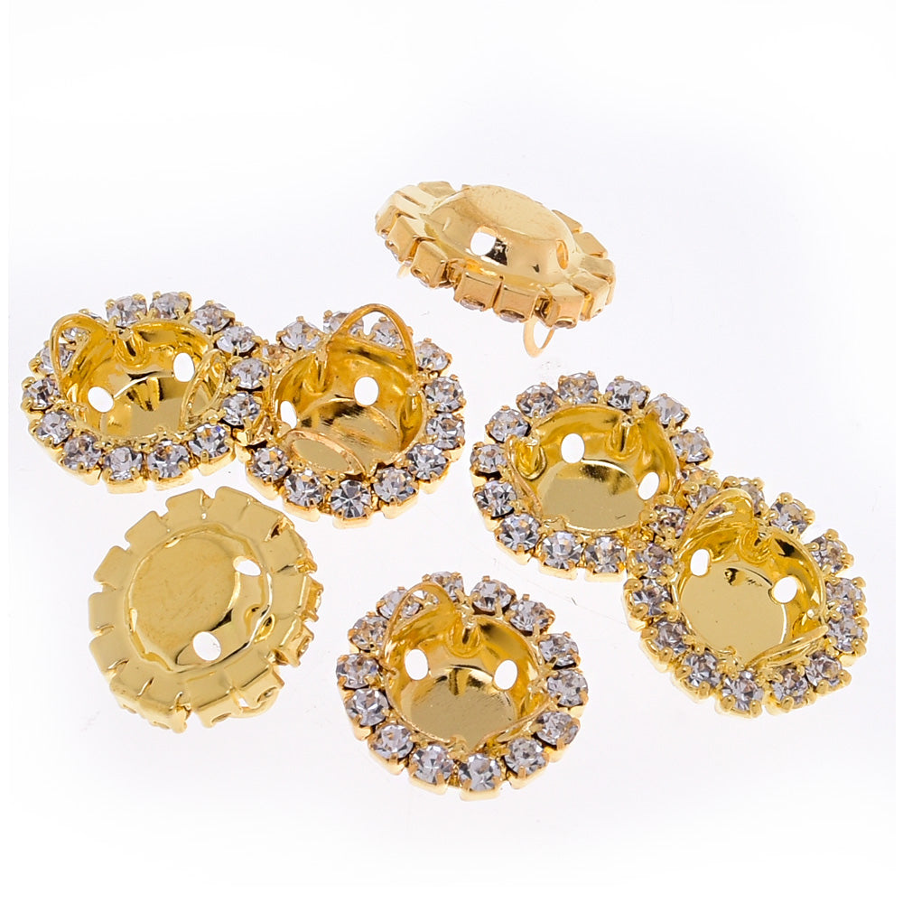 Single Row rhinestones with claw Ear Claw For Craft Decorative wholesale fit 8mm Satellite Shape gold 20pcs 10180004