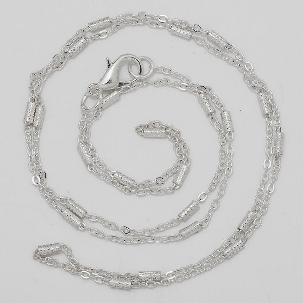 1.5mm brass tube Finished chain, Necklace Chain with Lobster Claw Clasp,Length 24" Jewelry Findings Wholesale Bulk Silver plated 10PCS