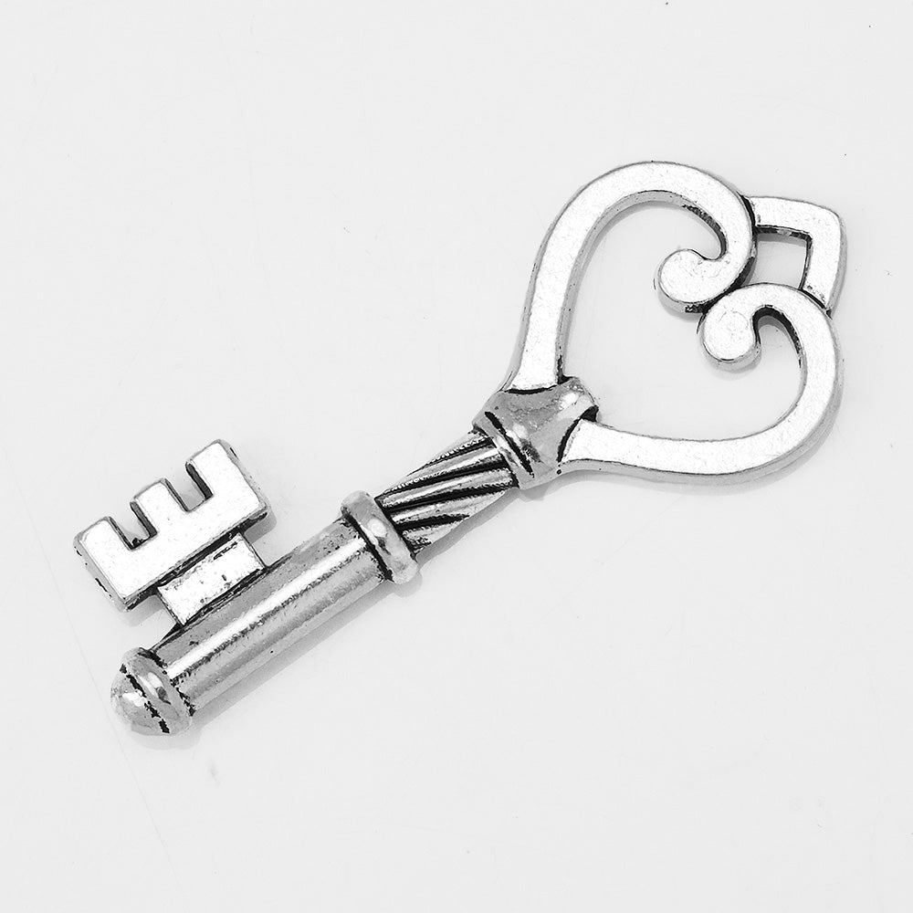 10 Antique silver color Vintage Skeleton Key wholesale key Steampunk Key Charms 17*45mm