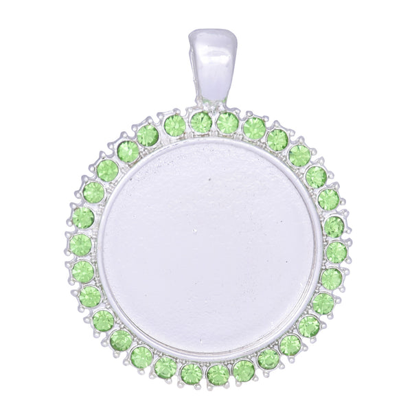 10 pieces 25mm 1 inch Silver Claw Pendant Tray with Single Row Birthstone Crystal,Easy for Necklaces, Birthstone Pendant  AUGUST