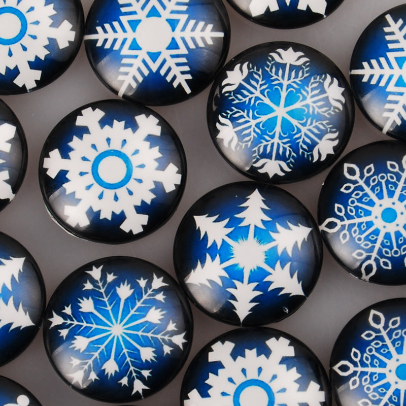 25MM Round Pattern flat-back Glass cabochon,one style multi photos,snowflake,20 pieces/lot