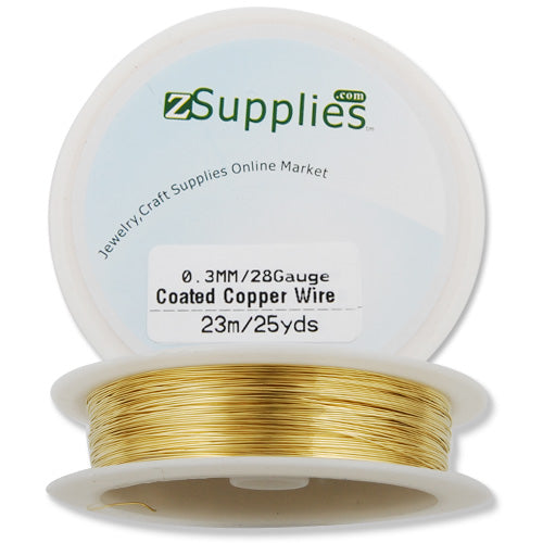 0.3MM Thick Gold Coated Soft Copper Wire,about 23M/25yds per Roll,28Gauge,Sold 10 Rolls Per Lot