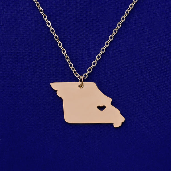 1 pcs about 30x20mm Gold Stainless Steel pendant map necklace Stamping blank Jewelry supplies Missouri-MO 18 Gauges