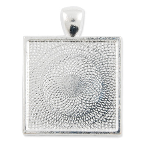 20 pieces Silver Square Zinc Alloy Cameo Cabochon Base Setting Pendants,Nickle and Lead free;fit 25*25mm cabochon