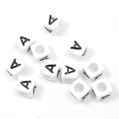 250Pcs Vowel Letter Beads a E I O U 6×6Mm White Cube Acrylic Letter Beads  for Je