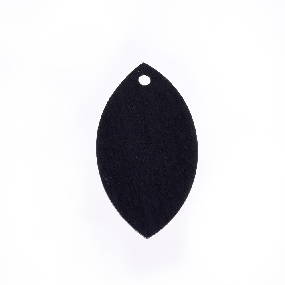 Geometric wood earring pendant Leaves shape handmade jewelry 32*19mm black 20 pcs 10168554