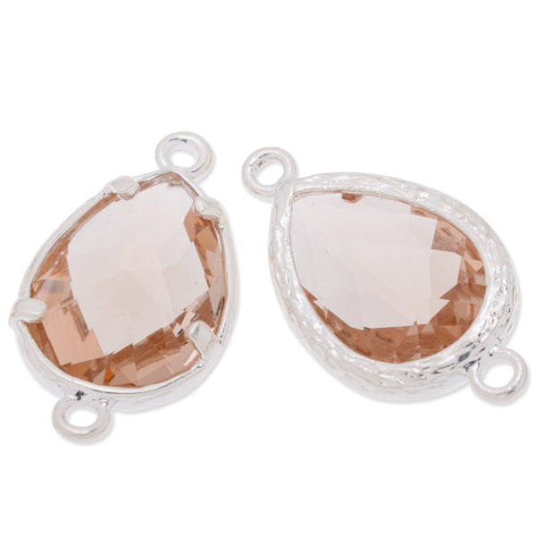 11.5x21mm framed glass,metal framed glass,Faceted glass,champagne,connectors,gemstone bezel,Sold 5pcs/lot