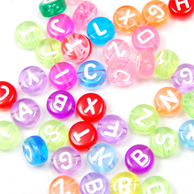 4*7MM Dish Transparent Alphabet Beads Acrylic Mixed Alphabet Mixed Colors,Sold per PKG of 3600 PCS