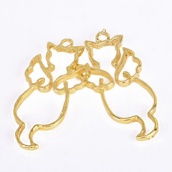 38*19*3mm Angel cat Open Back Bezel Pendant Tray Blank Frame Charm Resin Setting Blanks 10pcs