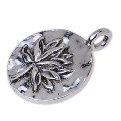 20 Round Metal Flower Charm Lotus pendant Vintage Charms Yoga Charms Antique silver 16mm