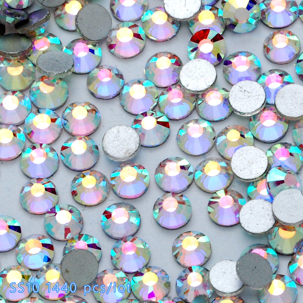 SS10 1440PCS Non Hot Fix Crystal, Flat Back Clear AB Rhinestones for Nail Art,Wholesale