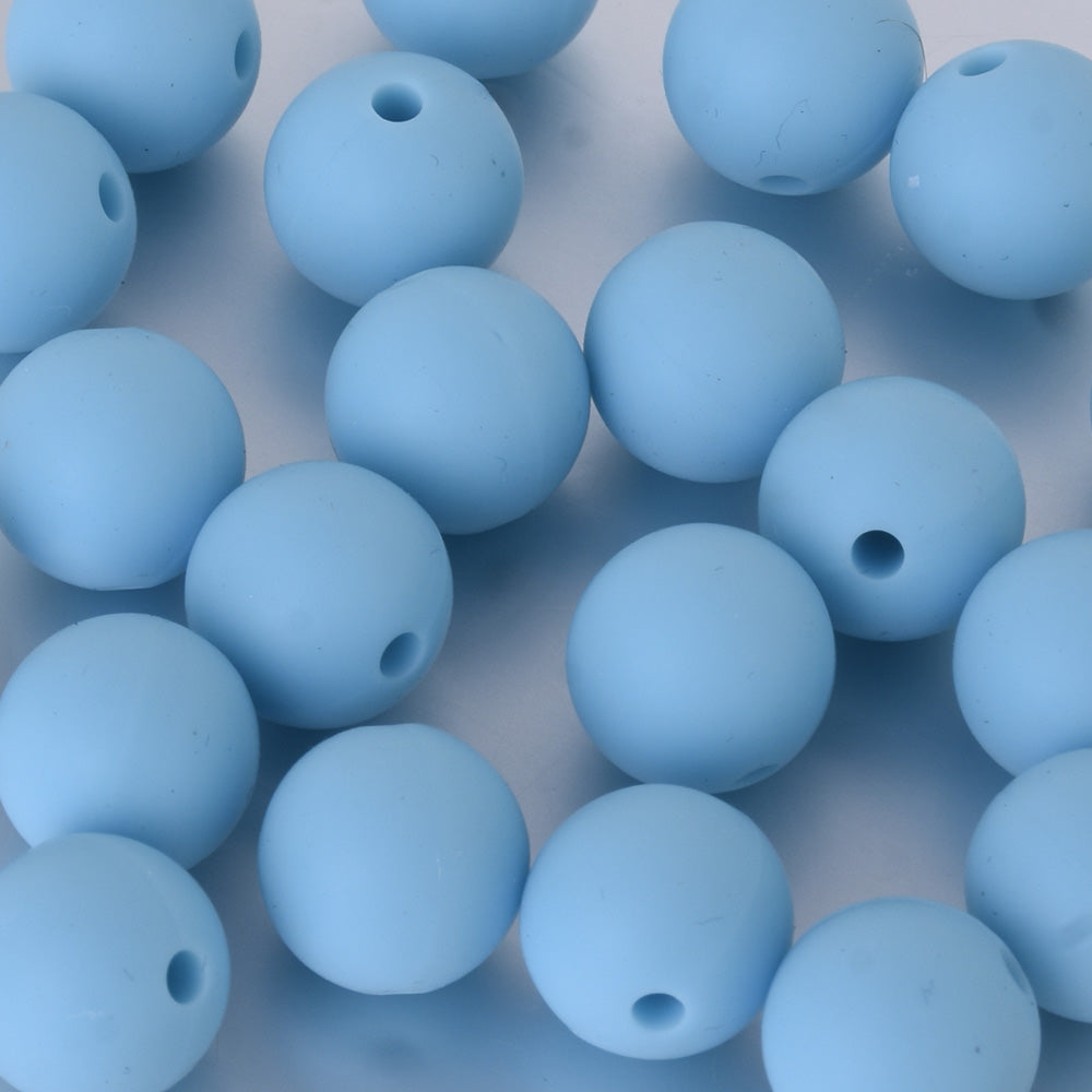 10mm Bulk Round Silicone Beads Food grade silicone sensory beads Baby Shower Gift Silicone Loose Beads blue 20pcs