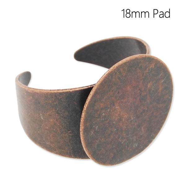 Adjustable cuff Ring with 18MM Round Pad,Easy used,Brass filled,Antique copper plated,20 Pieces/lot