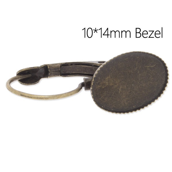 Brass French Lever Back with 10x14mm oval bezel,Earrings Blank,antique Bronze plated,50pcs/lot