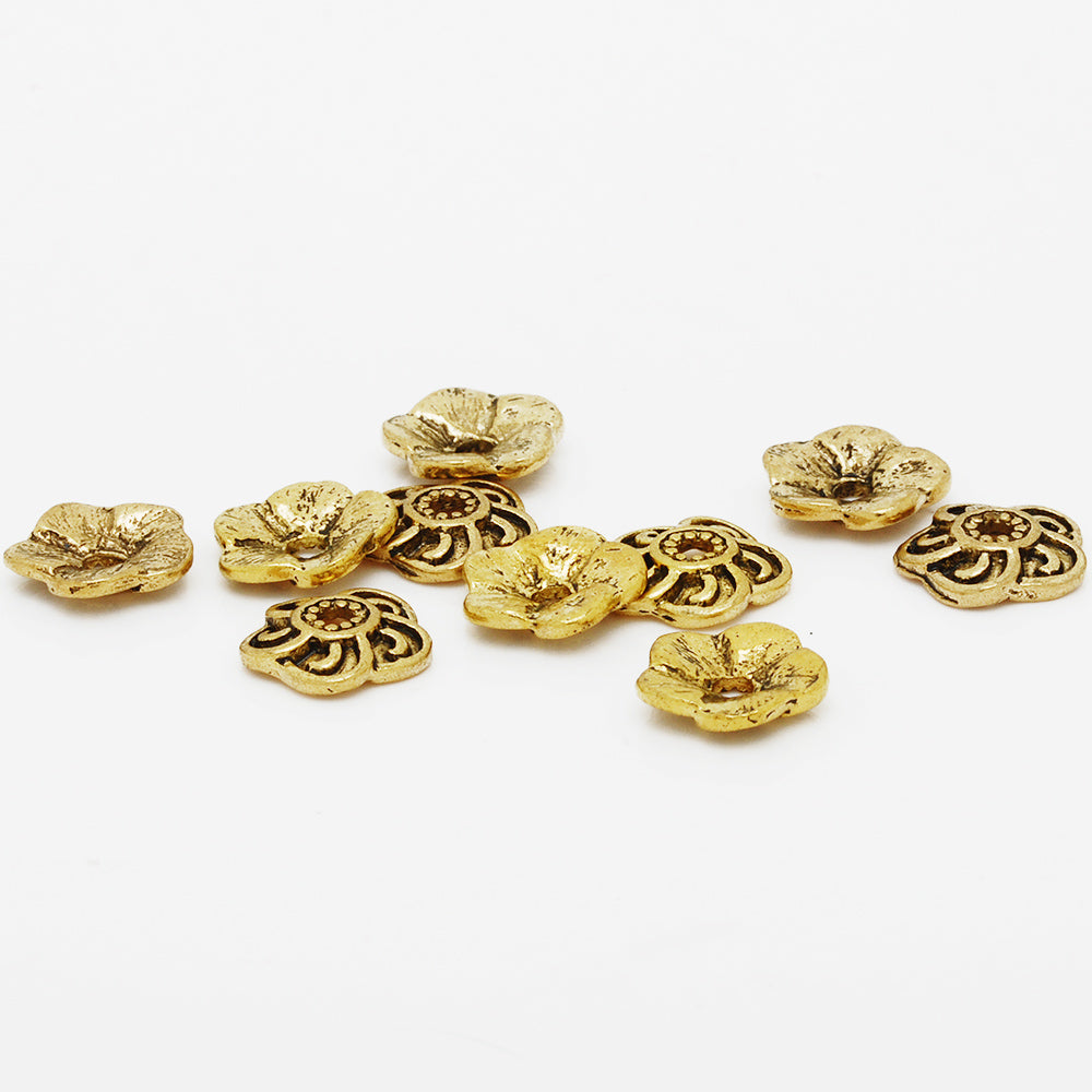 9 mm Antique Gold Flower End Caps,Diy Jewelry Thalamus,Metal Findings,Thickness 2 mm,sold 100pcs/lot