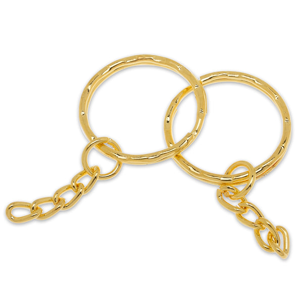 22mm Iron Keychain Rings with chain Key Clip Split Key Ring Findings Metal Charms wholesale gold 50 pcs 10183604