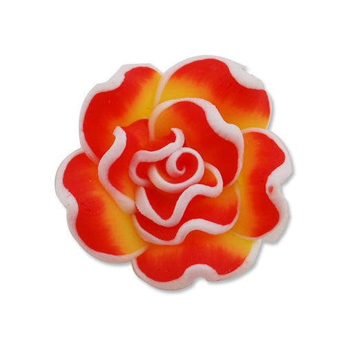 20MM HandMade And Flat Back Polymer Clay Flower Beads,Orange,Side Drilled Hole Size 2.5MM,Lead Free,Sold 50 PCS Per Package