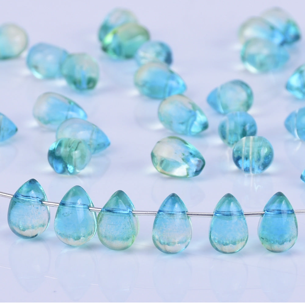 6*9mm Glass Teardrop Beads Czech beads Glass drop Beads Glass Beads Tiny Drops Seed Beads light blue 50pcs