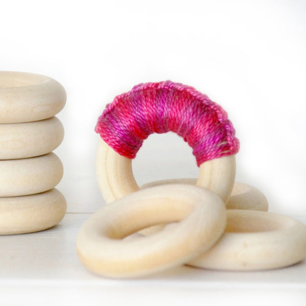 25mm Natural Wooden Teething Ring Wood Teether Baby Toy ring is made of wood DIY Craft Rings for Crafts 10pcs