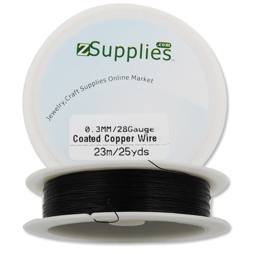 0.3MM Thick Black Coated  Soft Copper Wire,about 23M/25yds per Roll,28Gauge,Sold 10 Rolls Per Lot