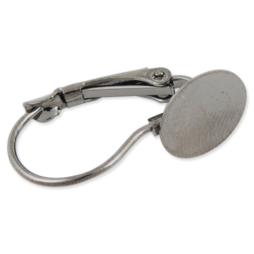 Gun Metal Gun French Lever Back with a 10mm blank Pad