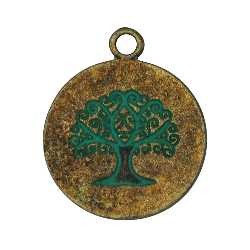 Verdigris Patina Pendant Bezel,Jewelry Pendant Charms,Cameo Tree,Fit 21mm Cabochon,Thickness 3mm,sold 20pcs/lot
