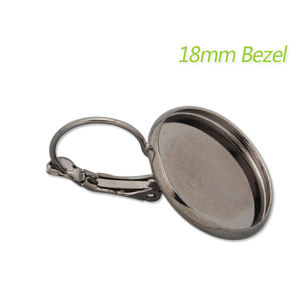 18MM Round Gun metal black  French Lever Back Earrings Blank/Base,fit 18MM glass cabochons,buttons,sold 50pcs per lot