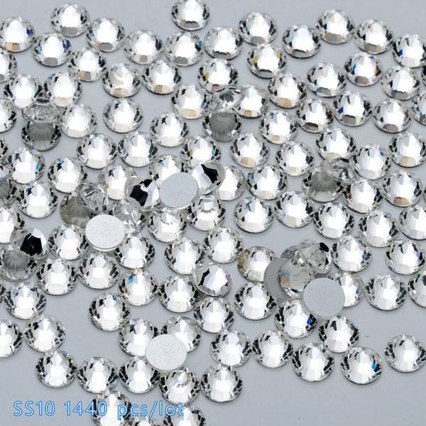 SS10 1440PCS Crystal Glass Stones Machine Cut Strass Non Hot Fix Rhinestones For Nail Art,Wholesale