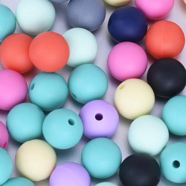 Wholesale Round Loose Silicone Beads Bulk 15mm Silicone Beads DIY Necklace  Gifts