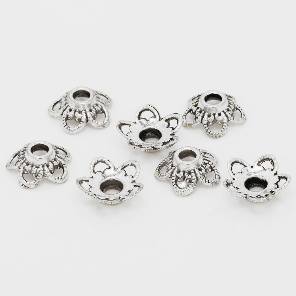 11mm Hollow Bead Caps,Antique Silver Jewelry Findings,Charm Bead Caps,Thickness 4.5mm,sold 50pcs/lot