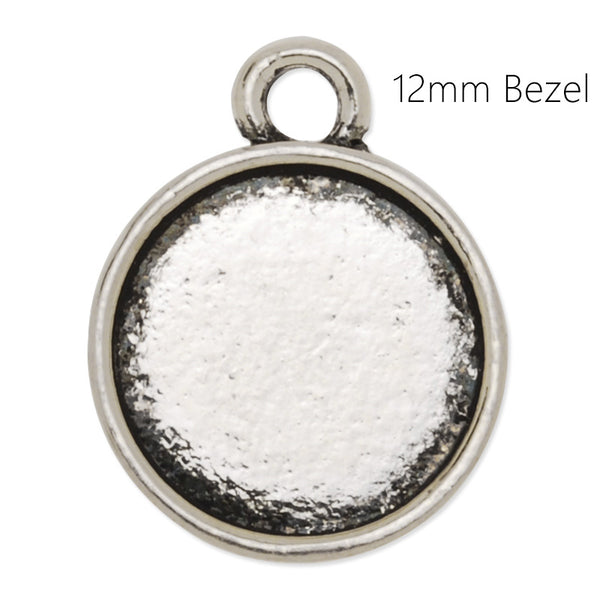 Antique Silver Ear stud with 12mm Round blank bezel,Without ear acupuncture ear plug,one loop for charms,Zinc alloy filled,20pcs/lot