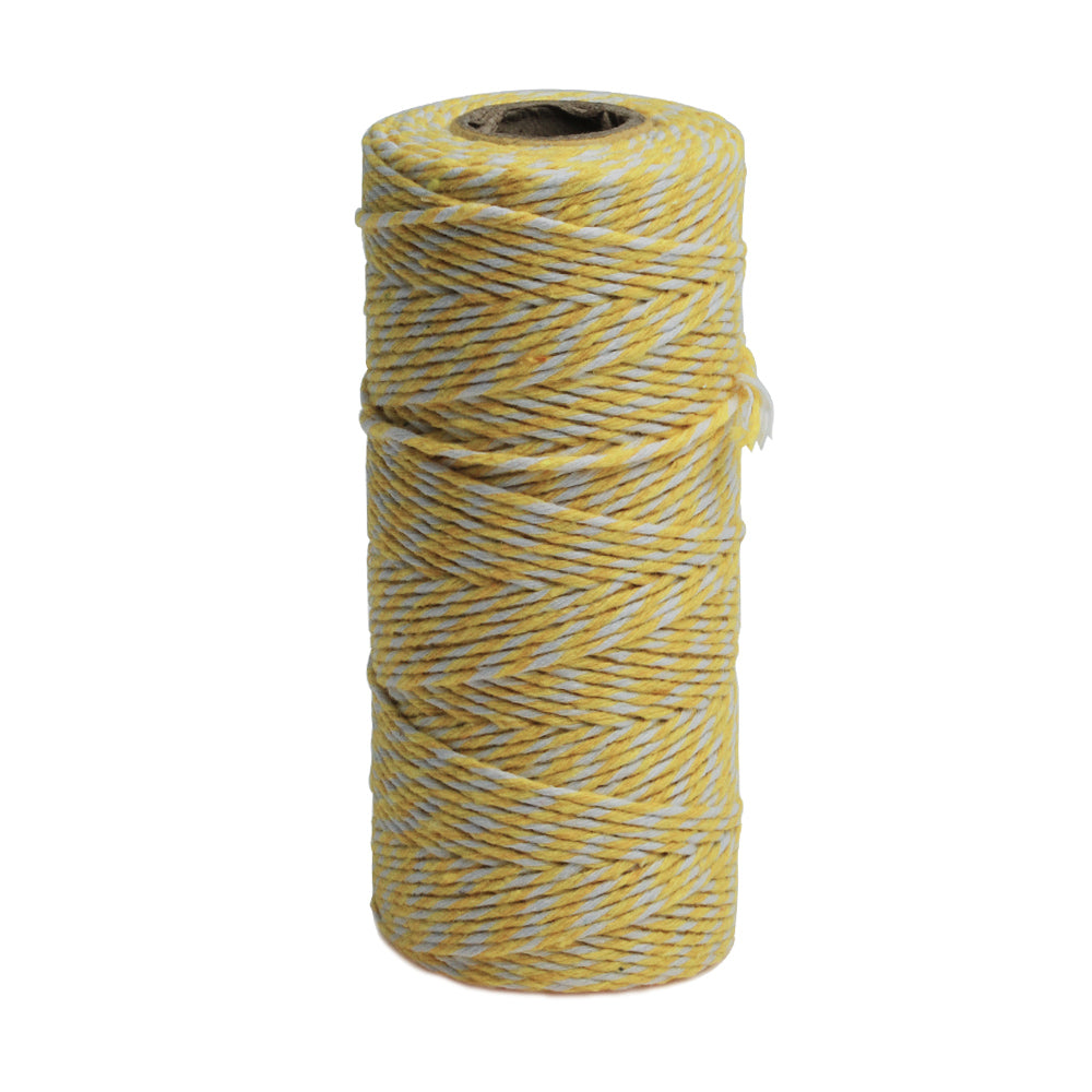 1 Pcs Bakers twine (100 Yards/spool) Colored Cotton Twine,Decorative Packaging Rope,Double Strand Craft String,Light Yellow,