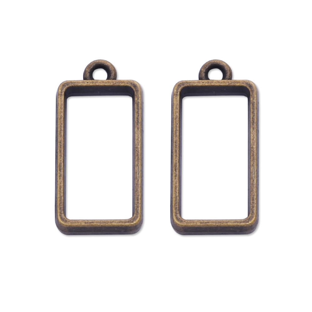 10 Antique bronze Metal Rectangular frame 20*11*4mm open back pendant  Zinc alloy accessories pendant trays Resin Setting Blanks