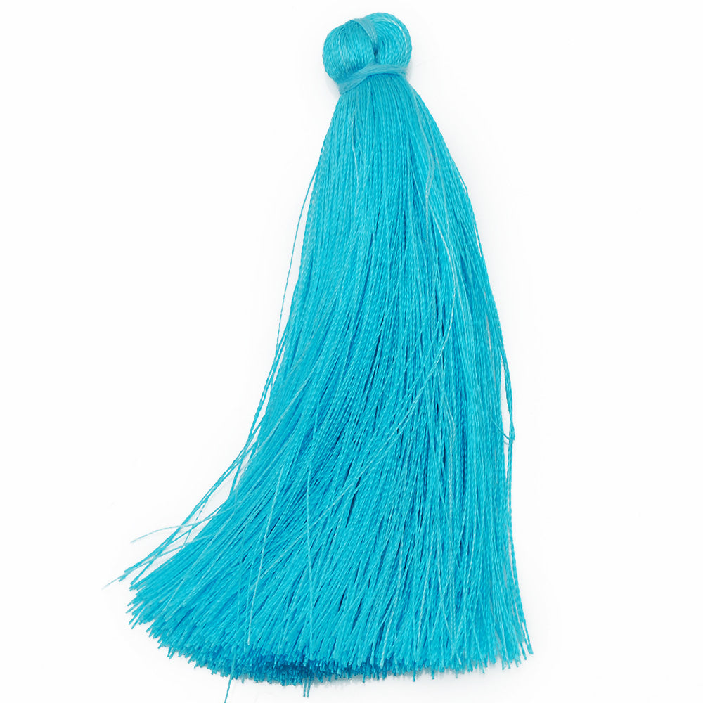 8cm Silky Tassels,Korea Handmade Long Jewelry Tassels,Light blue Fashion Mala Necklace Tassels, 20pcs/lot