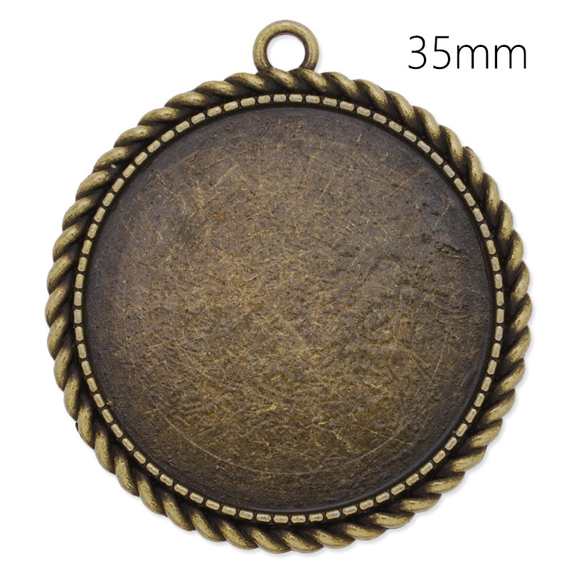 35mm Round simple Pendant tray,Zinc alloy filled,antique Bronze plated,20pcs/lot