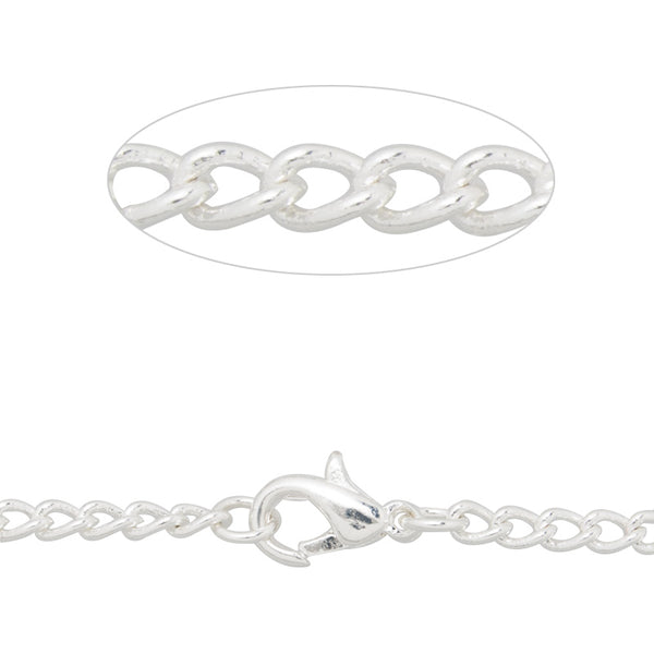 50CM long Finished Chian,Brass filled,Silver Plated 3x4.5mm Link size