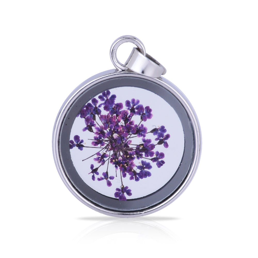 Natural Real Dried Flower Locket Round Glass Locket Pendant,Pressed Flowers for Locket Necklace,Botanical Jewelry 1PCS