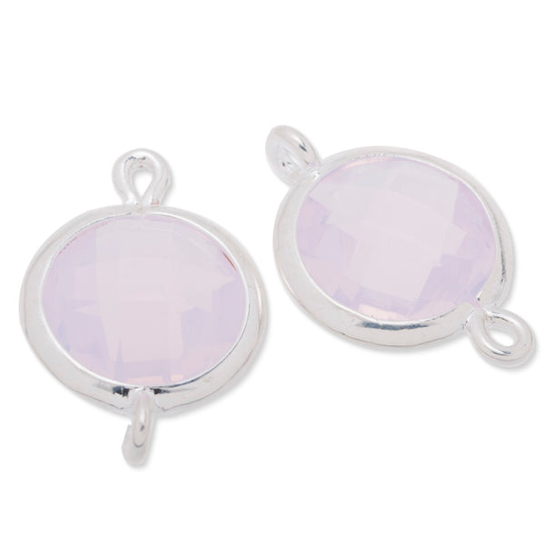 11.5x17.5mm framed glass,metal framed glass,Faceted glass,rose water opal,connectors,gemstone bezel,Sold 5pcs/lot