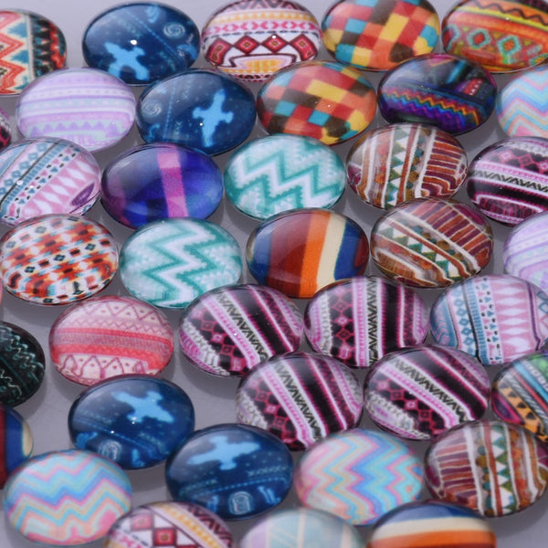 12mm Mix Vintage Rhombus Geometry Handmade photo glass cabochon - Image Glass Cabochons 50pcs