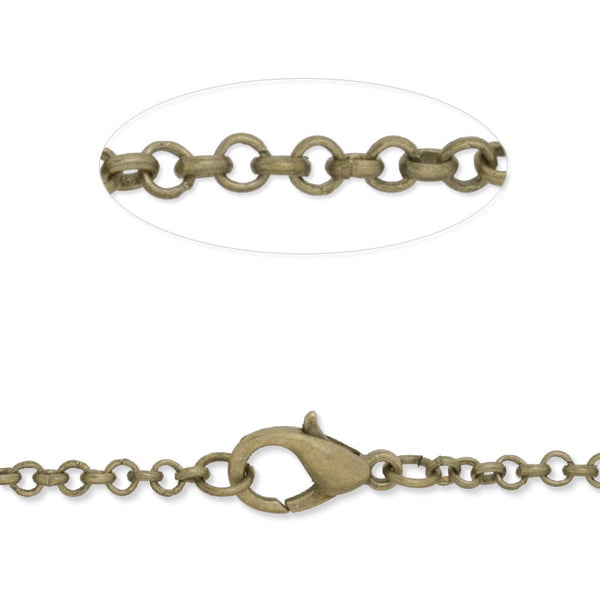 50CM long Finished Chian,Brass filled,Antique bronze Plated 3mm Link size