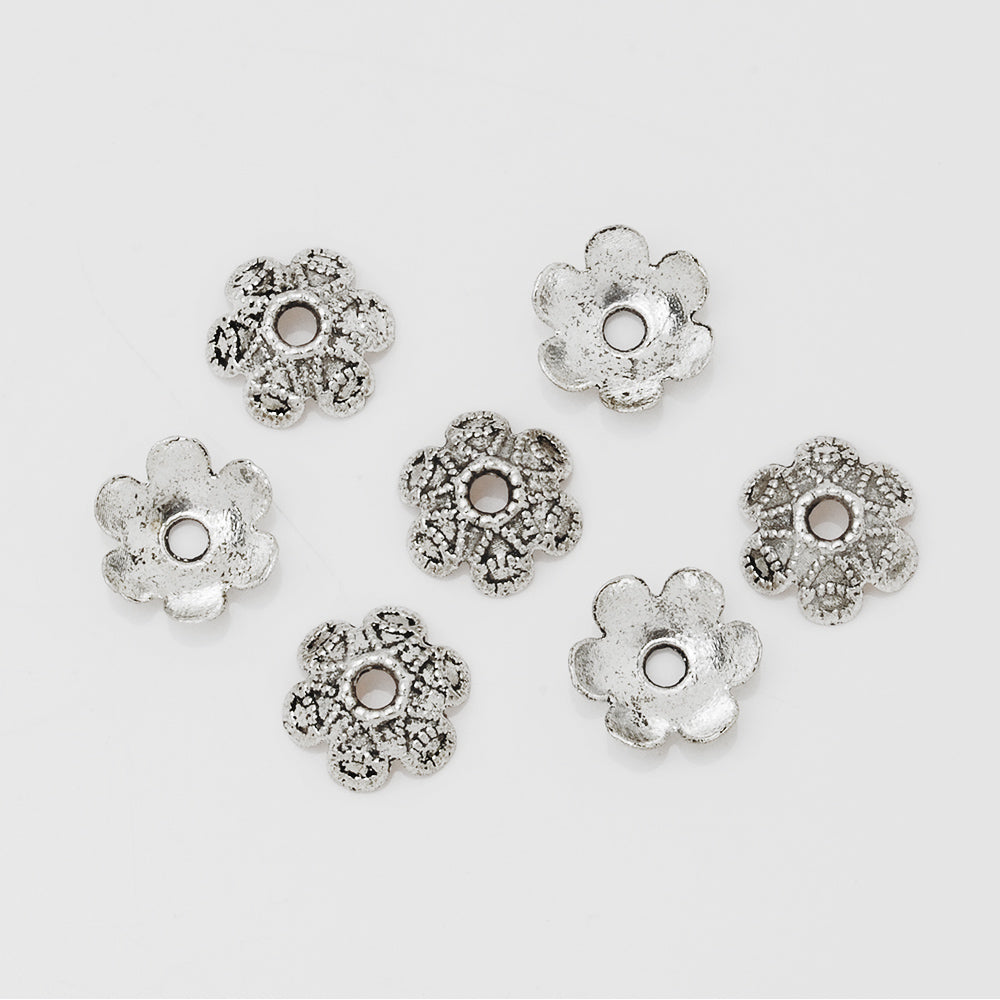 10mm Cameo Bead Caps,Antique Silver Flower Filigree Bead Caps,Jewelry Findings,sold 100pcs/lot