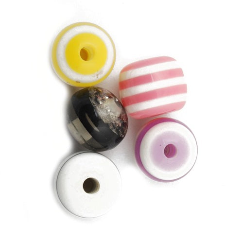 12mm Bright and Colorful Striped Rainbow drum Plastic Beads,hole size 2.6mm,sold 200pcs per pkg