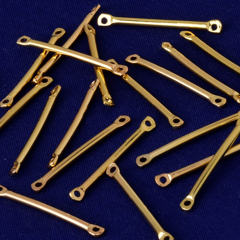 About 25.5*1.5MM tibetara® Brass Personalized Stamping Blank Bar Connector necklace bar blanks with 2 holes wholesale plated gold 20pcs