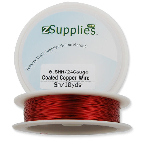 0.5MM Thick Red Coated Soft Copper Wire,about 9M/10yds per Roll,24Gauge,Sold 10 Rolls Per Lot