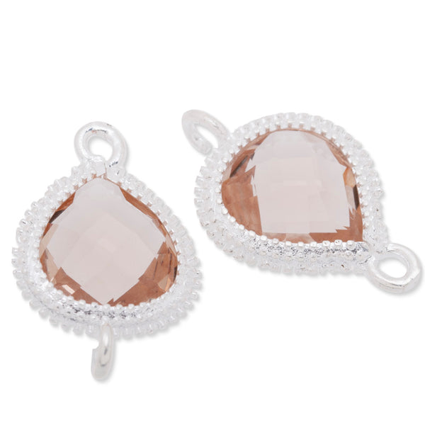 12.5x19mm framed glass,metal framed glass,Faceted glass,champagne,connectors,gemstone bezel,Sold 5pcs/lot